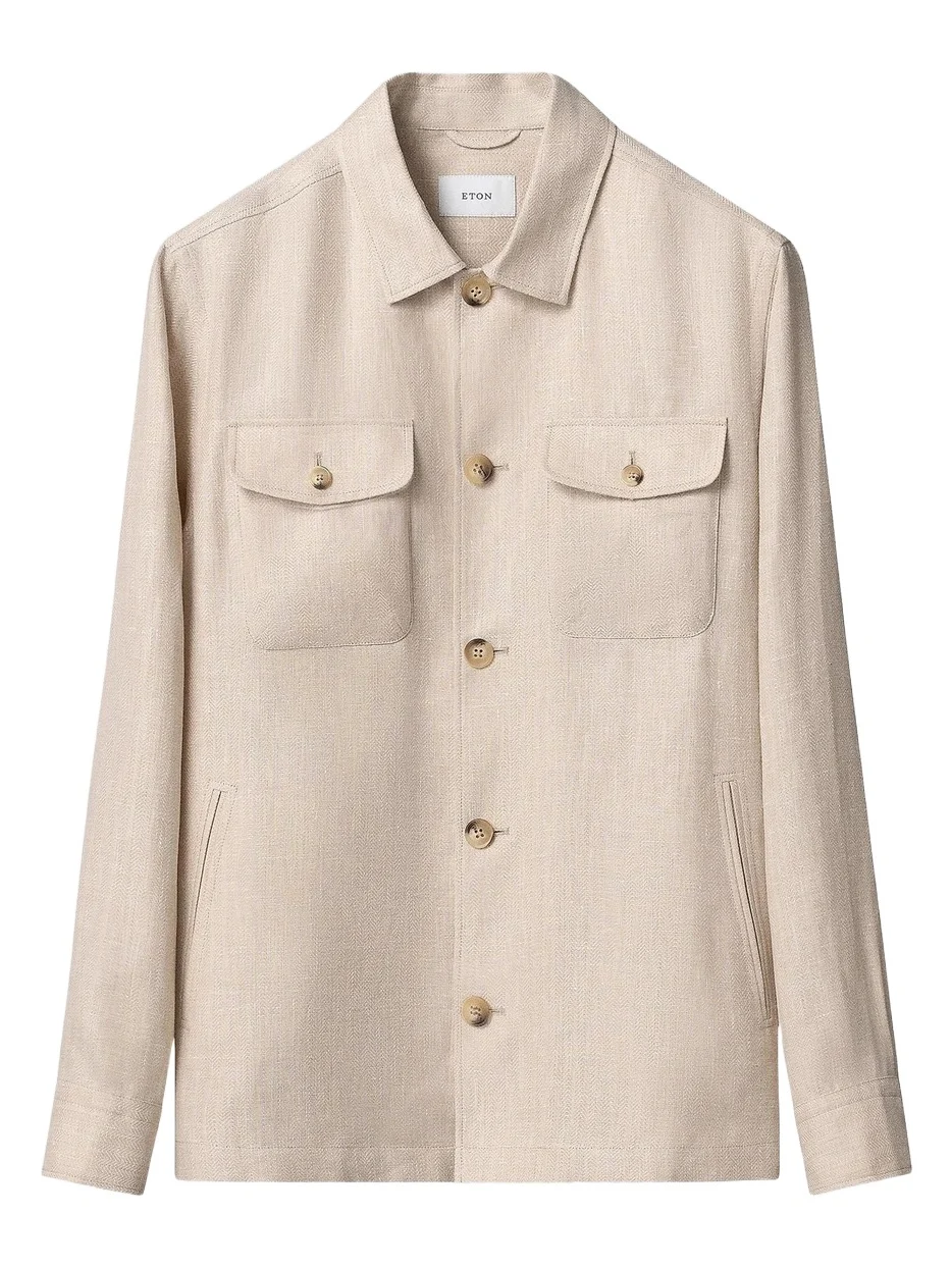 Eton Men's Herringbone Linen-Blend Shirt Jacket