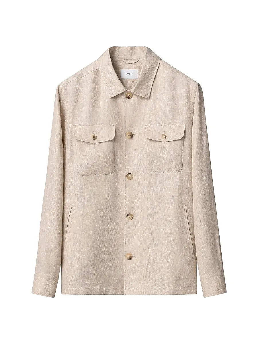 Eton Men's Herringbone Linen-Blend Shirt Jacket - White - Size XXL | Image 1 Eton Men's Herringbone Linen-Blend Shirt Jacket - White - Size XXL | Image 1