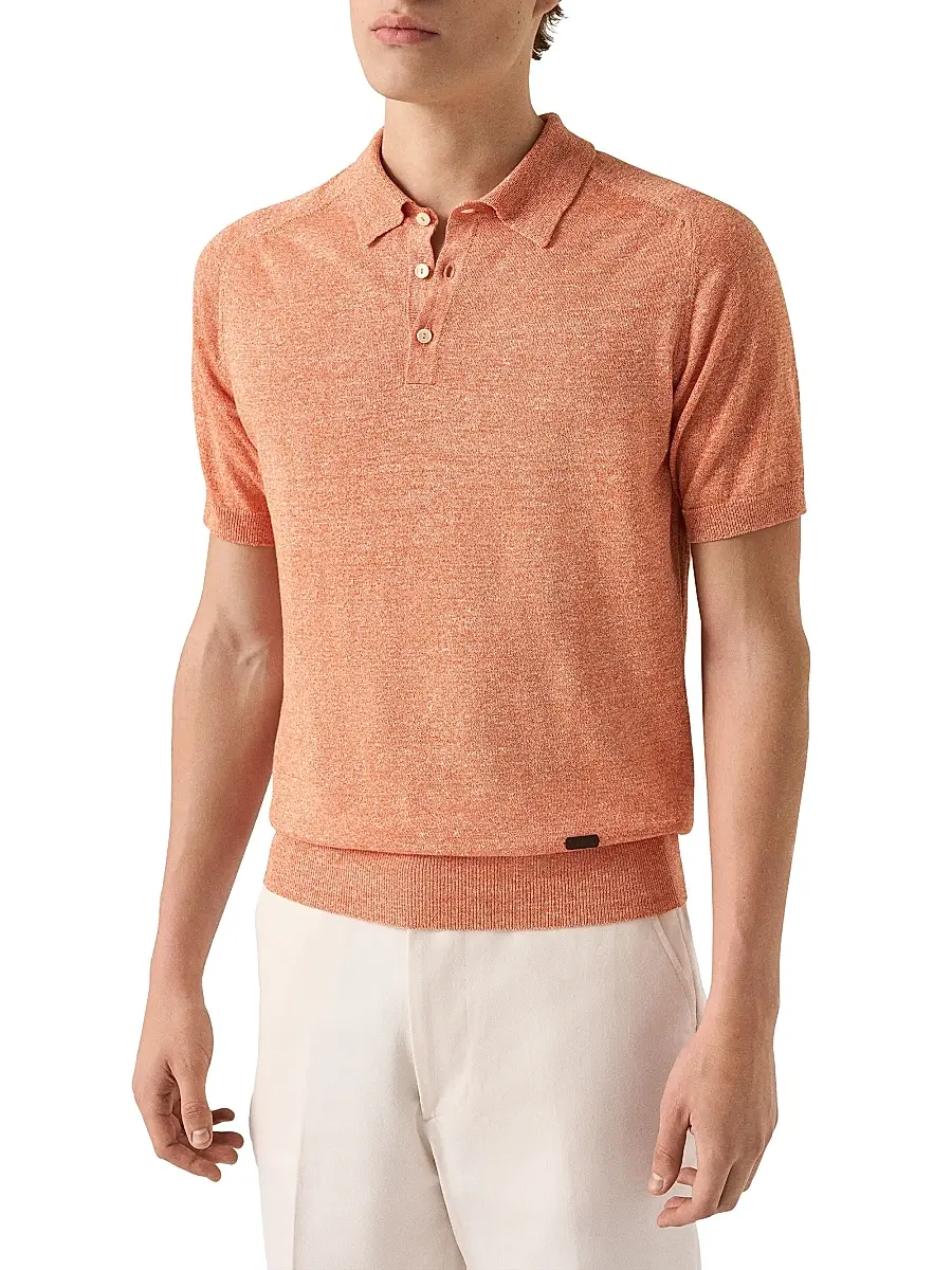 Eton Men's Linen-Cotton Fine Knit Polo Shirt | Thumbnail 2 Eton Men's Linen-Cotton Fine Knit Polo Shirt | Thumbnail 2