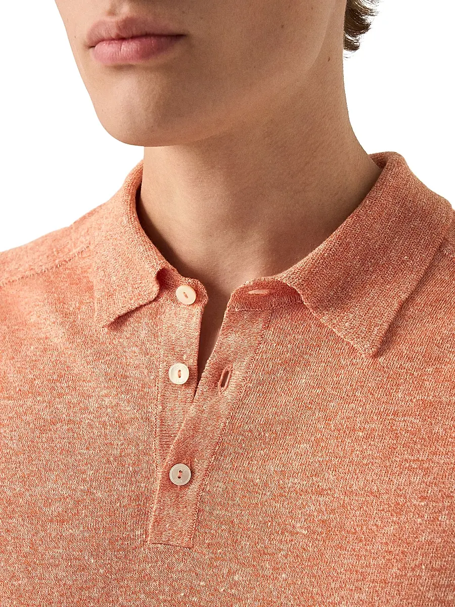 Eton Men's Linen-Cotton Fine Knit Polo Shirt | Thumbnail 4 Eton Men's Linen-Cotton Fine Knit Polo Shirt | Thumbnail 4