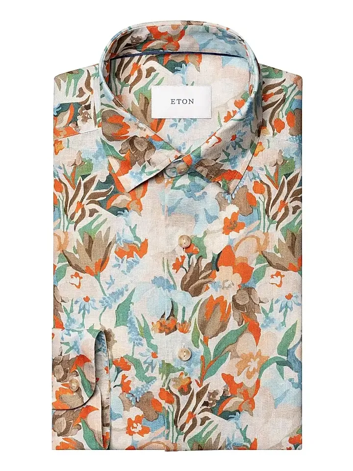 Men's Floral Linen Print Shirt Men's Floral Linen Print Shirt