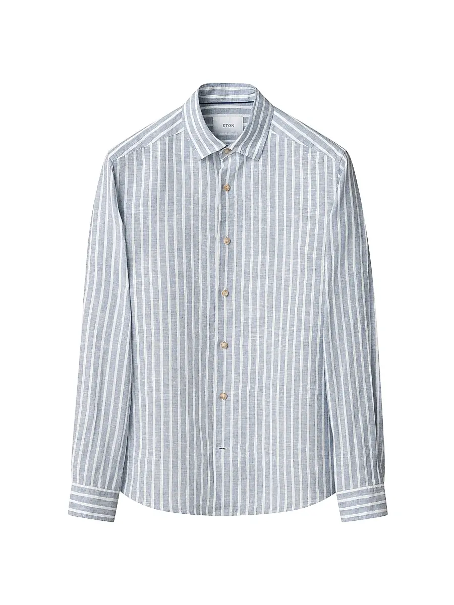 Eton Men's Structure Striped Linen Button-Front Shirt | Thumbnail 2