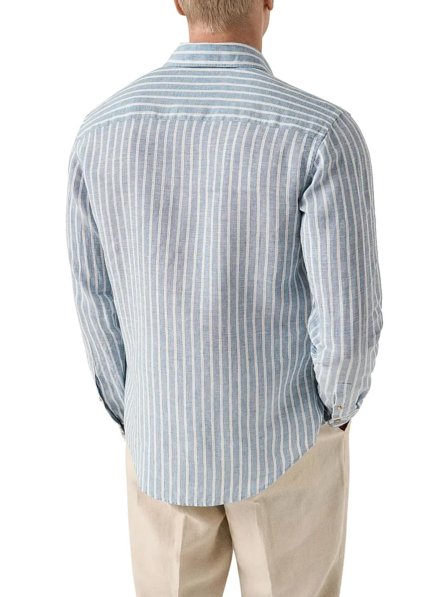 Eton Men's Structure Striped Linen Button-Front Shirt | Thumbnail 4
