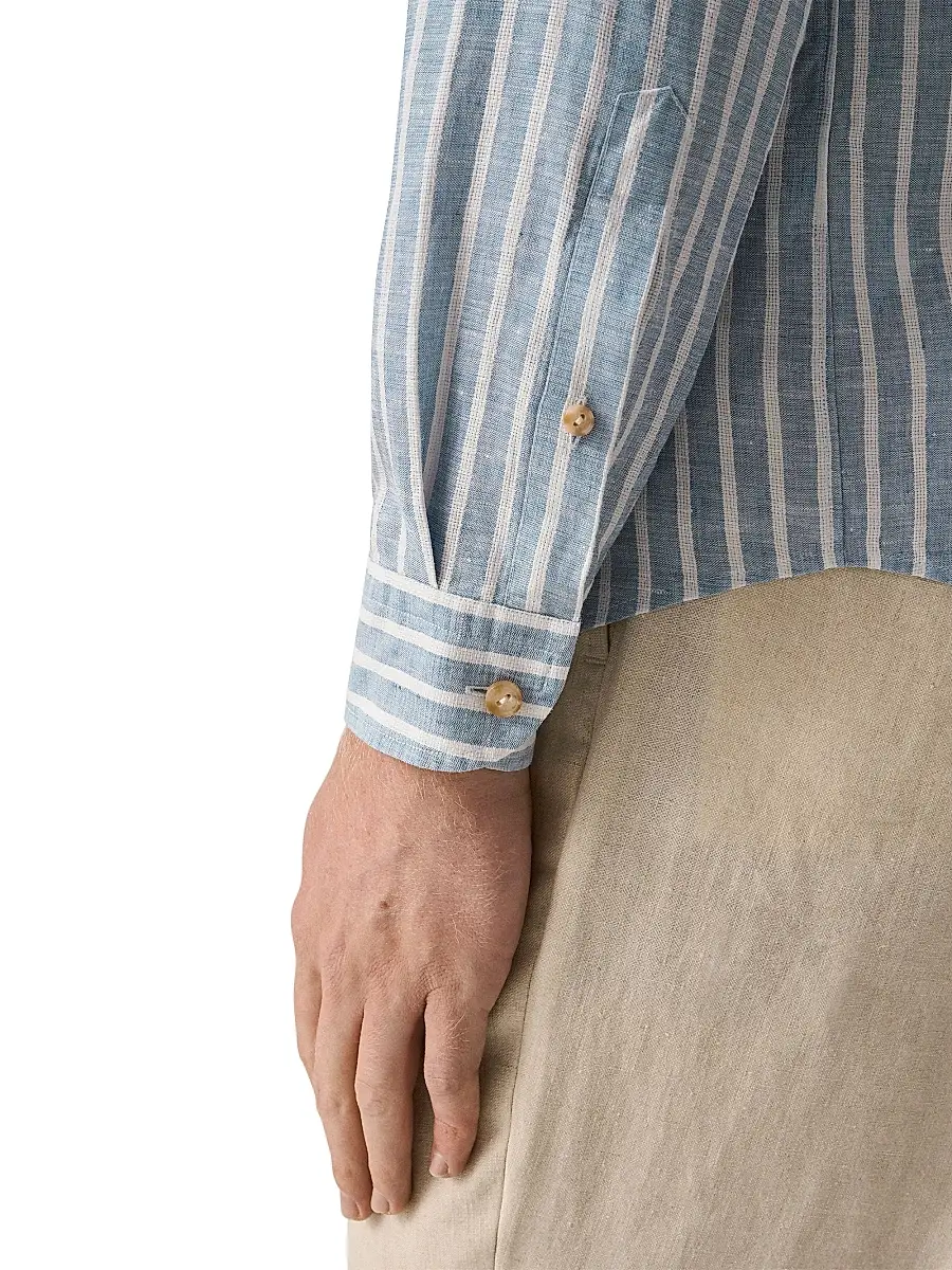 Eton Men's Structure Striped Linen Button-Front Shirt | Thumbnail 6