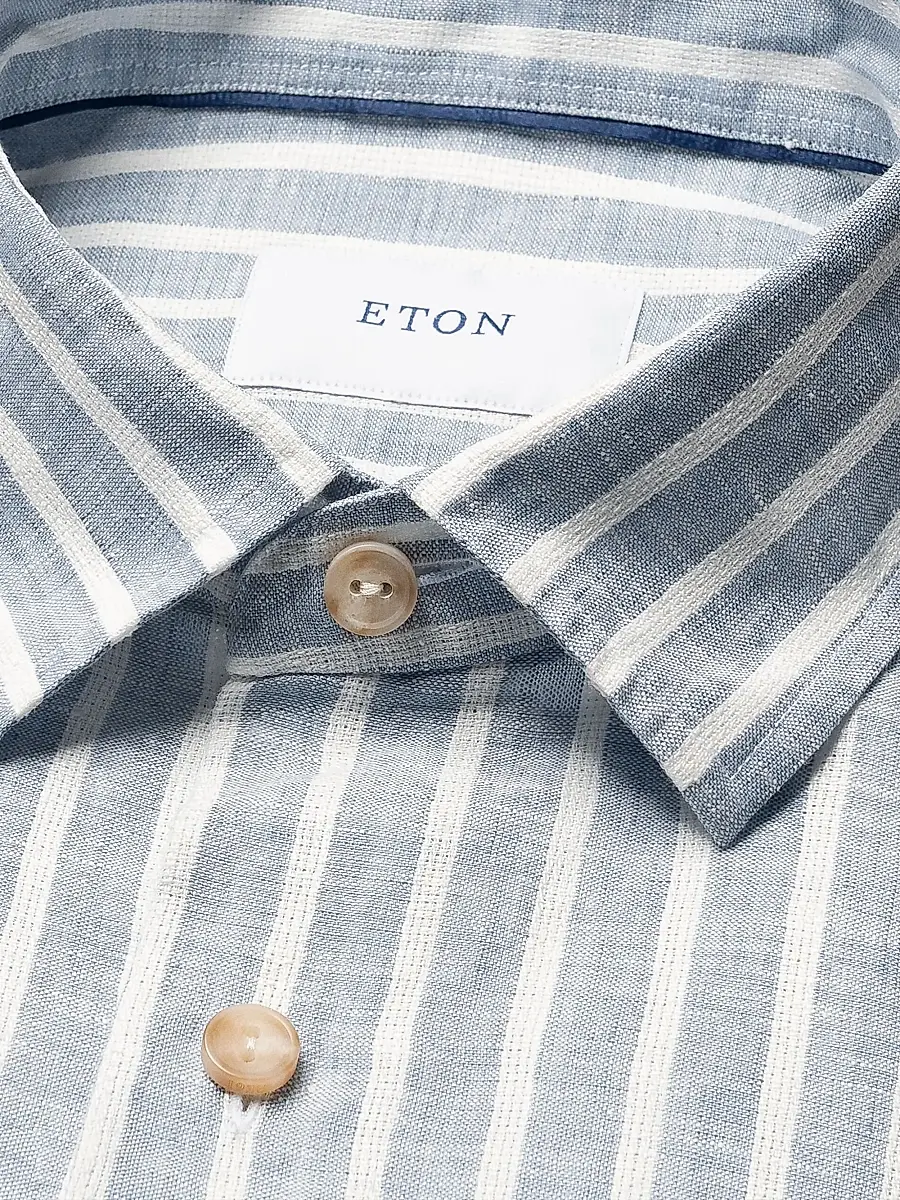 Eton Men's Structure Striped Linen Button-Front Shirt | Thumbnail 7