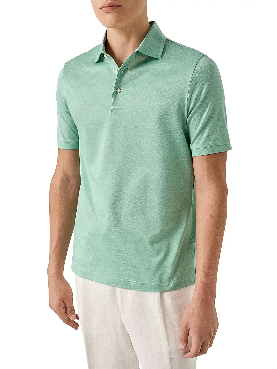Eton Men's Knitted Cotton Polo Shirt | Thumbnail 2