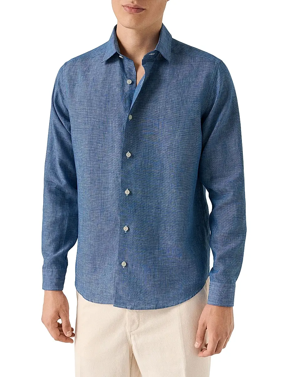 Eton Men's Linen Long-Sleeve Shirt | Thumbnail 3