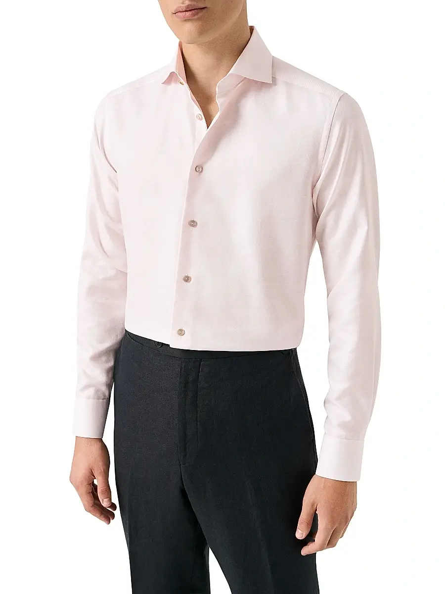 Eton Men's Contemporary Fit Textured Cotton-Linen Shirt | Thumbnail 2 Eton Men's Contemporary Fit Textured Cotton-Linen Shirt | Thumbnail 2