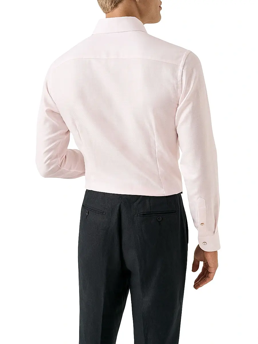 Eton Men's Contemporary Fit Textured Cotton-Linen Shirt | Thumbnail 3 Eton Men's Contemporary Fit Textured Cotton-Linen Shirt | Thumbnail 3