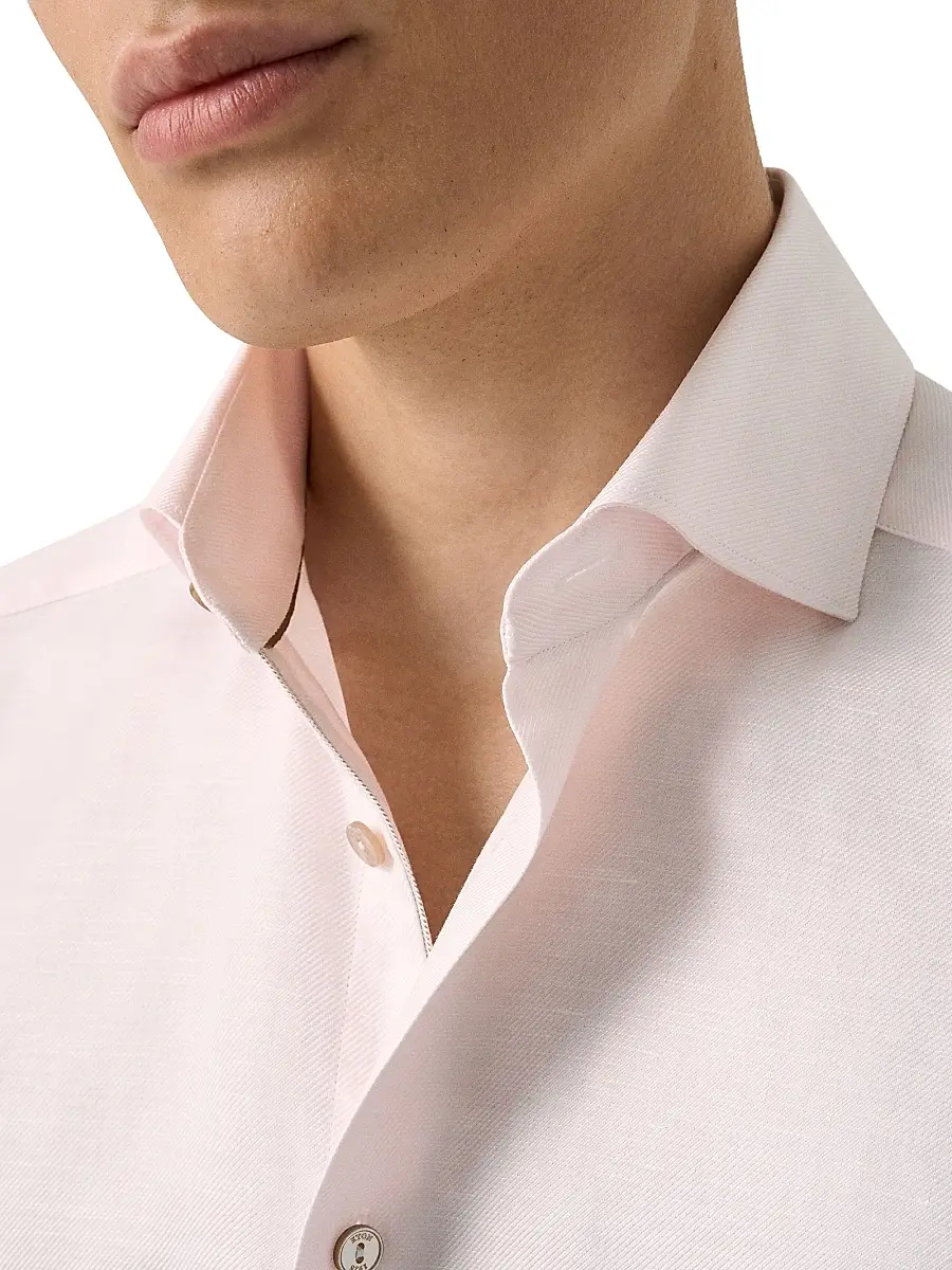 Eton Men's Contemporary Fit Textured Cotton-Linen Shirt | Thumbnail 4 Eton Men's Contemporary Fit Textured Cotton-Linen Shirt | Thumbnail 4