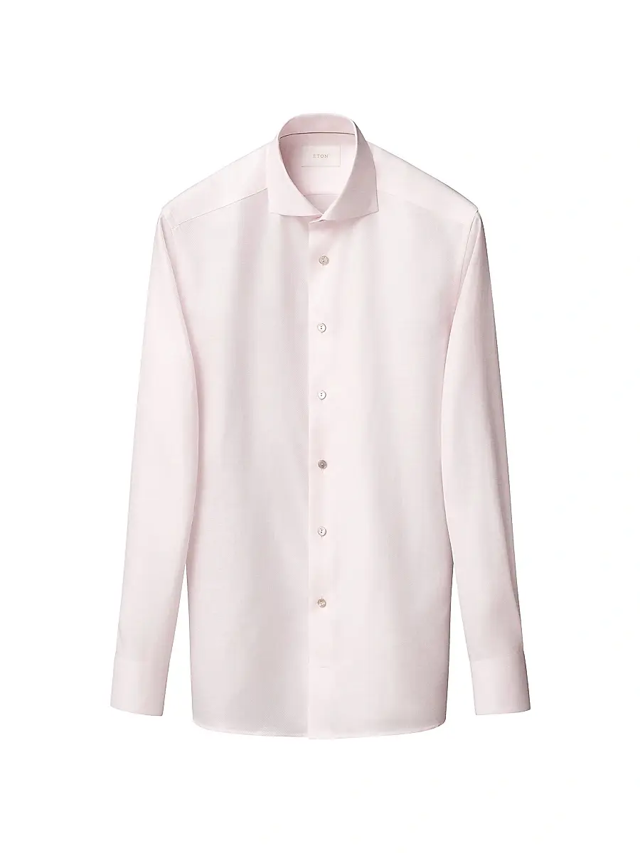 Eton Men's Contemporary Fit Textured Cotton-Linen Shirt - Pink | Image 1 Eton Men's Contemporary Fit Textured Cotton-Linen Shirt - Pink | Image 1