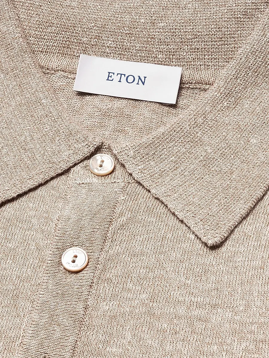 Eton Men's Linen-Cotton Fine Knit Polo Shirt | Thumbnail 2 Eton Men's Linen-Cotton Fine Knit Polo Shirt | Thumbnail 2