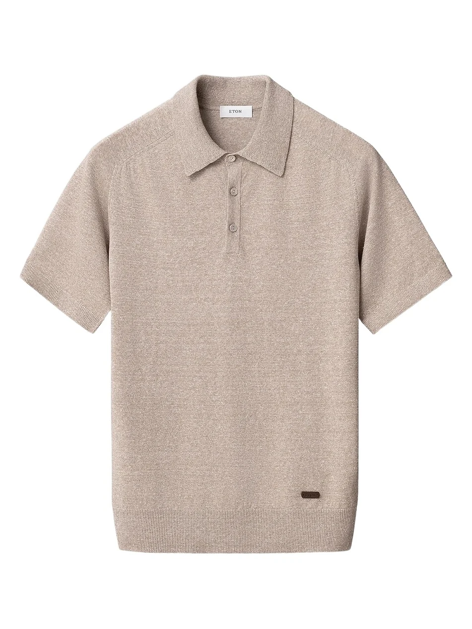 Men's Linen-Cotton Fine Knit Polo Shirt