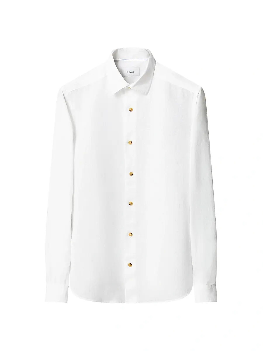 Eton Men's Solid Linen Button-Down Shirt | Thumbnail 2 Eton Men's Solid Linen Button-Down Shirt | Thumbnail 2