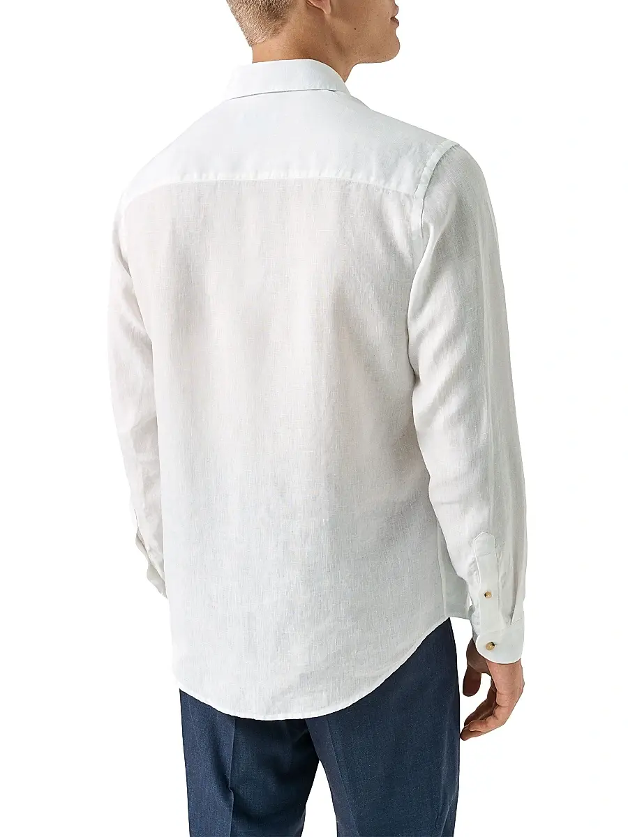 Eton Men's Solid Linen Button-Down Shirt | Thumbnail 4 Eton Men's Solid Linen Button-Down Shirt | Thumbnail 4