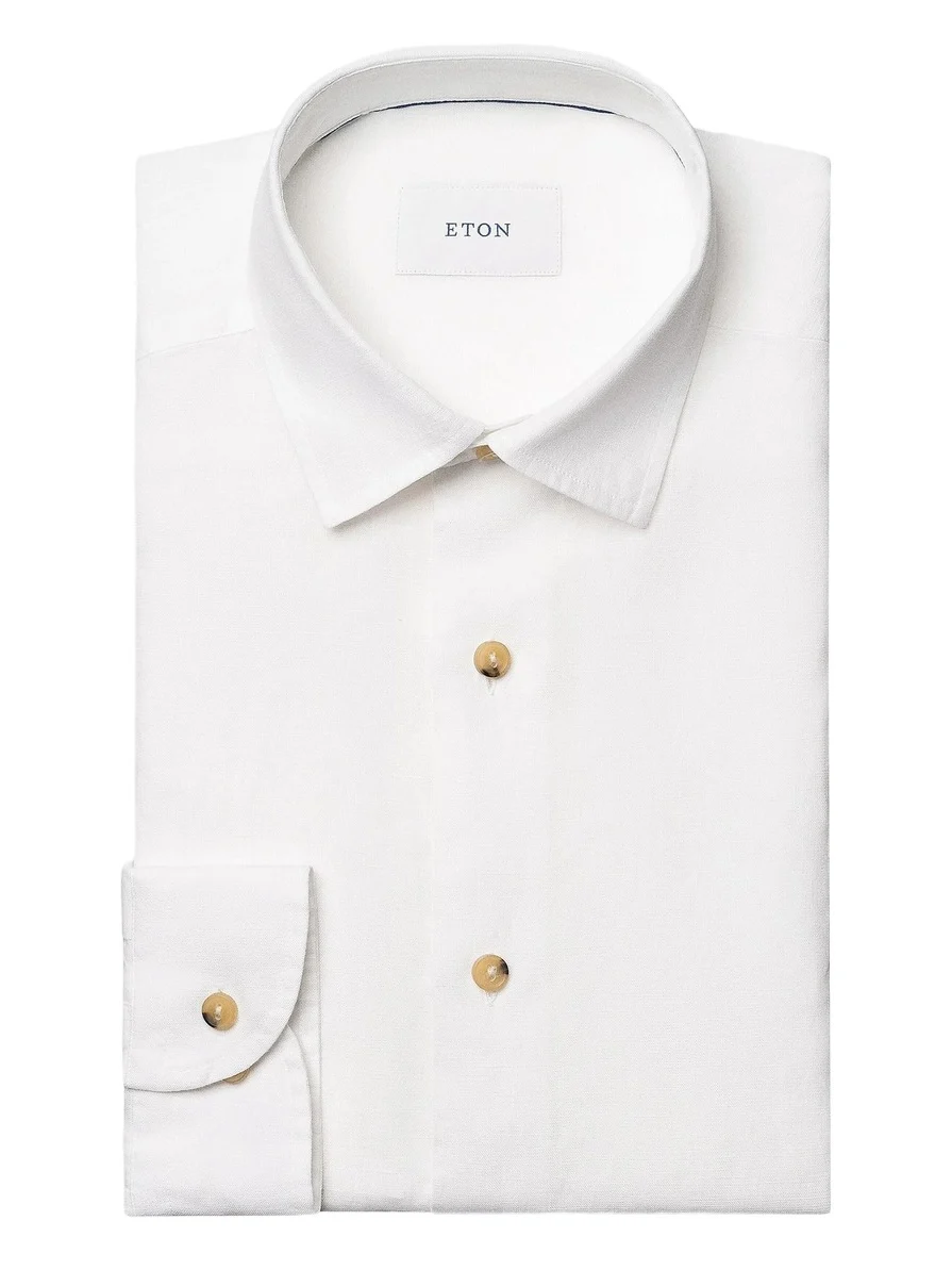 Men's Solid Linen Button-Down Shirt