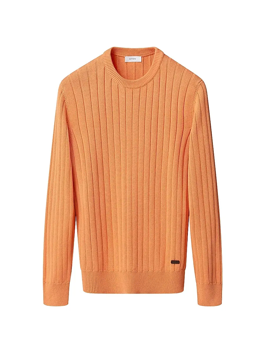 Eton Men's Knit Crewneck Sweater - Orange | Image 1 Eton Men's Knit Crewneck Sweater - Orange | Image 1