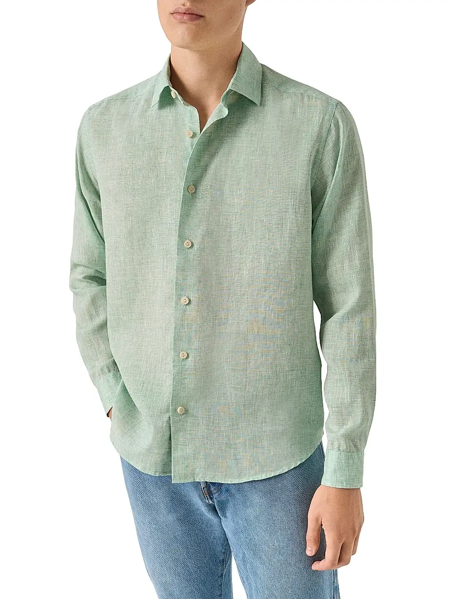 Eton Men's Linen Long-Sleeve Shirt | Thumbnail 3 Eton Men's Linen Long-Sleeve Shirt | Thumbnail 3