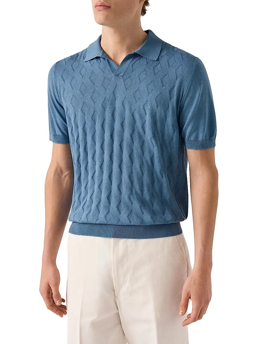 Eton Men's Cotton-Silk Knit Polo Sweater | Thumbnail 2 Eton Men's Cotton-Silk Knit Polo Sweater | Thumbnail 2