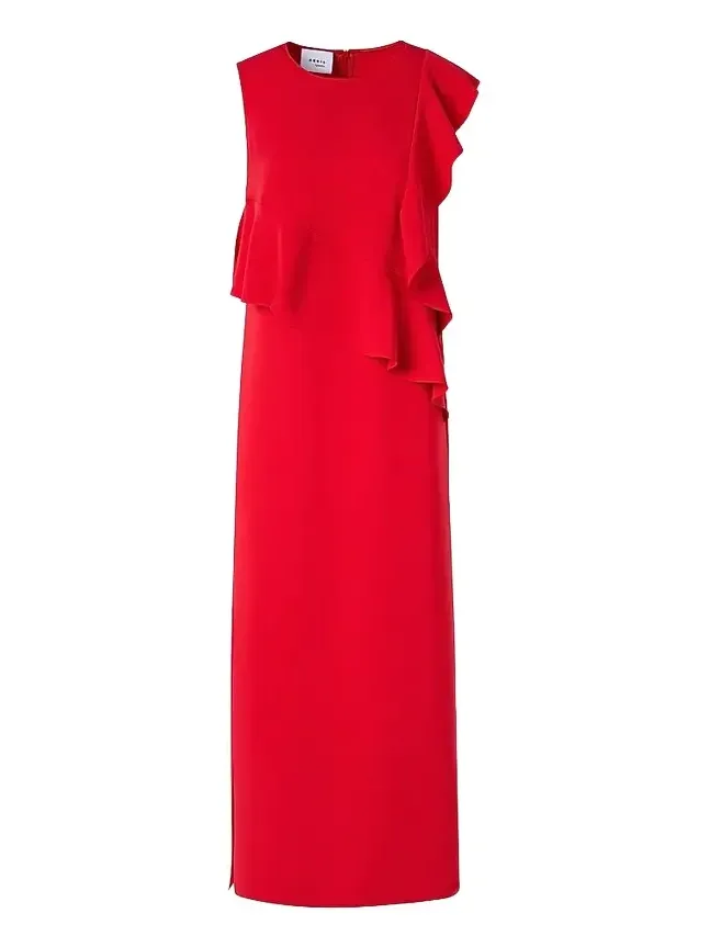 Women's Ruffled Crepe Midi Dress Women's Ruffled Crepe Midi Dress