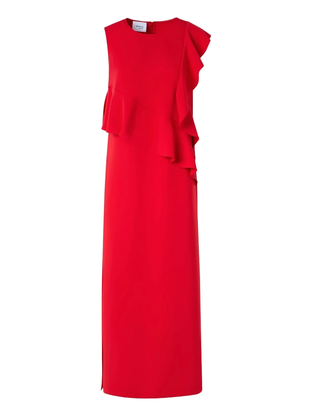 Women's Ruffled Crepe Midi Dress