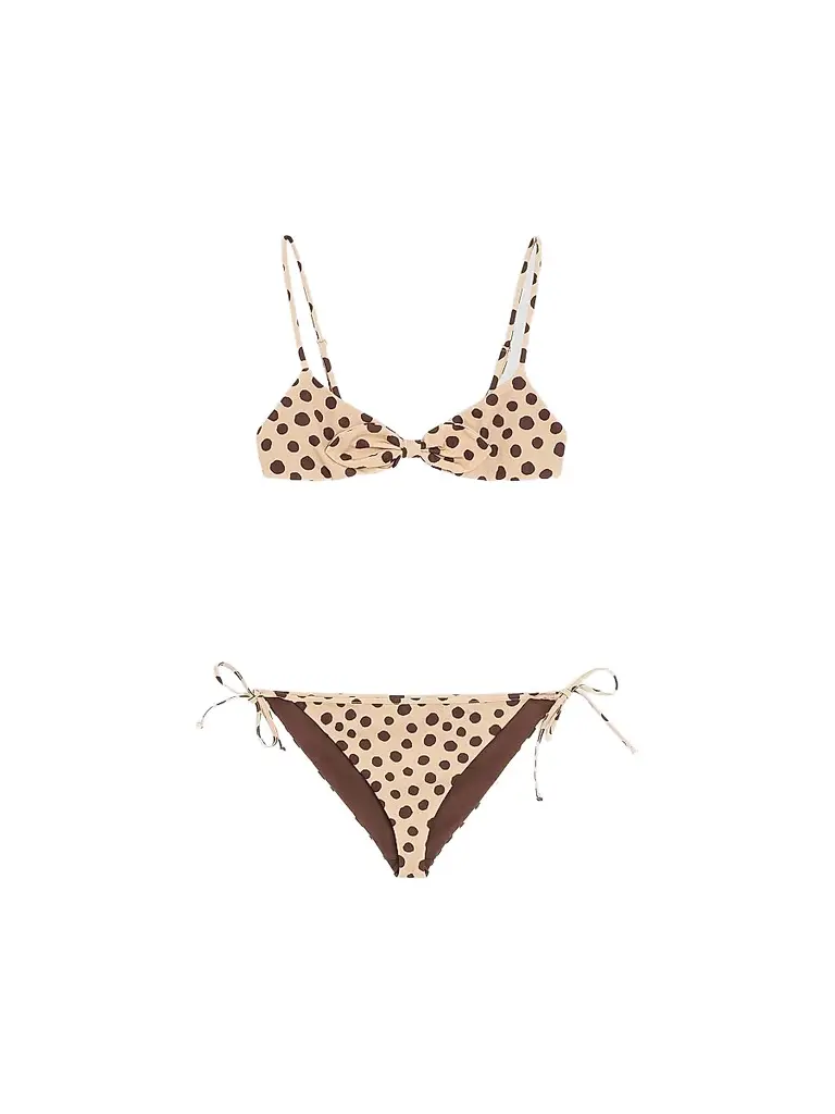 Valentino Garavani Women's Lycra Swimsuit in Plus De Pois Dalmata Polka Dot - Beige Chocolate | Image 1 Valentino Garavani Women's Lycra Swimsuit in Plus De Pois Dalmata Polka Dot - Beige Chocolate | Image 1