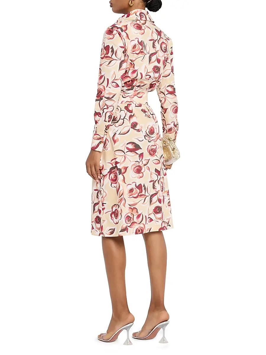 Chiara Boni La Petite Robe Women's Belted Rose Midi-Shirtdress | Thumbnail 4 Chiara Boni La Petite Robe Women's Belted Rose Midi-Shirtdress | Thumbnail 4