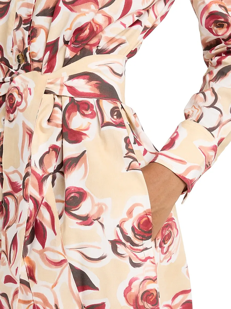 Chiara Boni La Petite Robe Women's Belted Rose Midi-Shirtdress | Thumbnail 5 Chiara Boni La Petite Robe Women's Belted Rose Midi-Shirtdress | Thumbnail 5