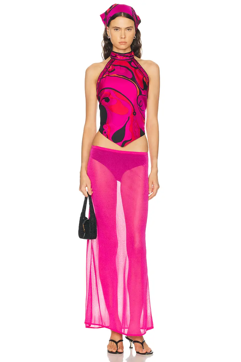 PUCCI Silk Twill Tie Top | Thumbnail 4 PUCCI Silk Twill Tie Top | Thumbnail 4