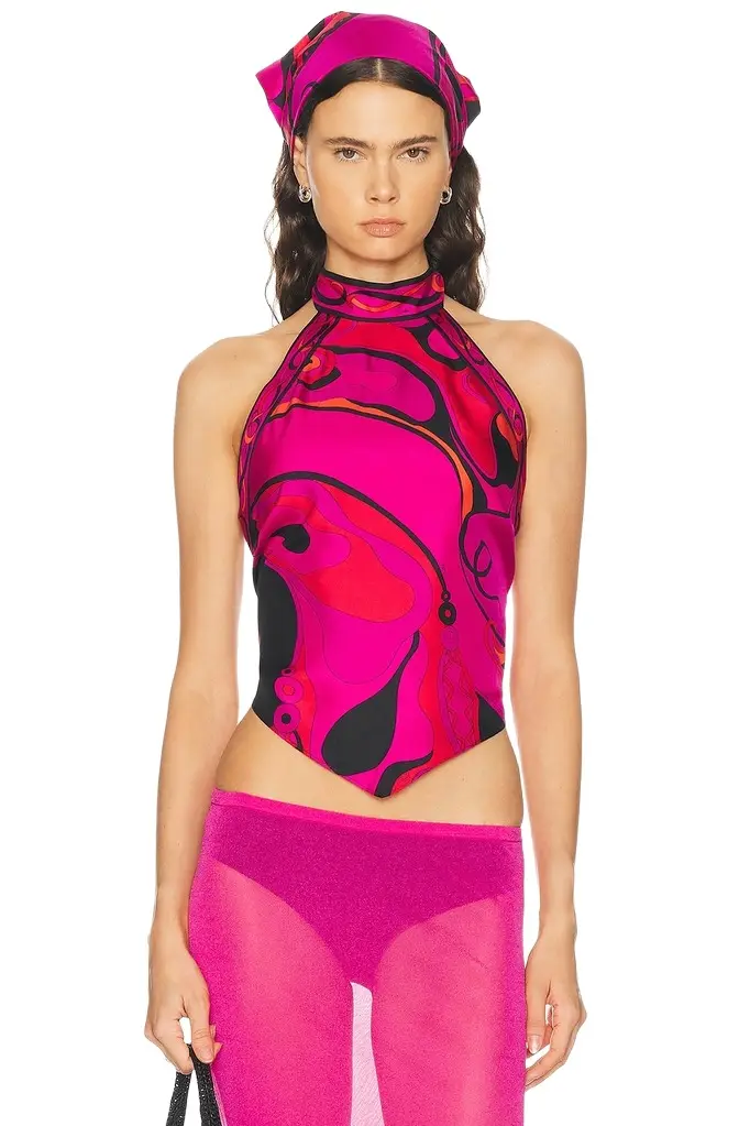 PUCCI Silk Twill Tie Top