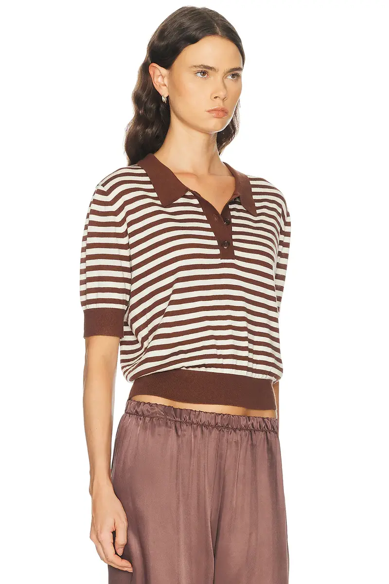 RENGGLI Silk Cashmere Stripe Knit Polo Top | Thumbnail 2 RENGGLI Silk Cashmere Stripe Knit Polo Top | Thumbnail 2