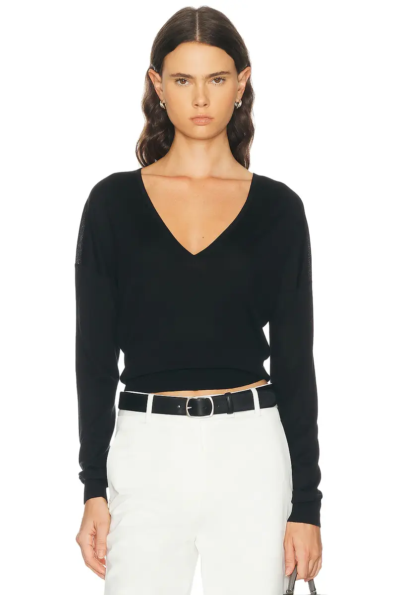 Silk Cashmere V-Neck Sweater
