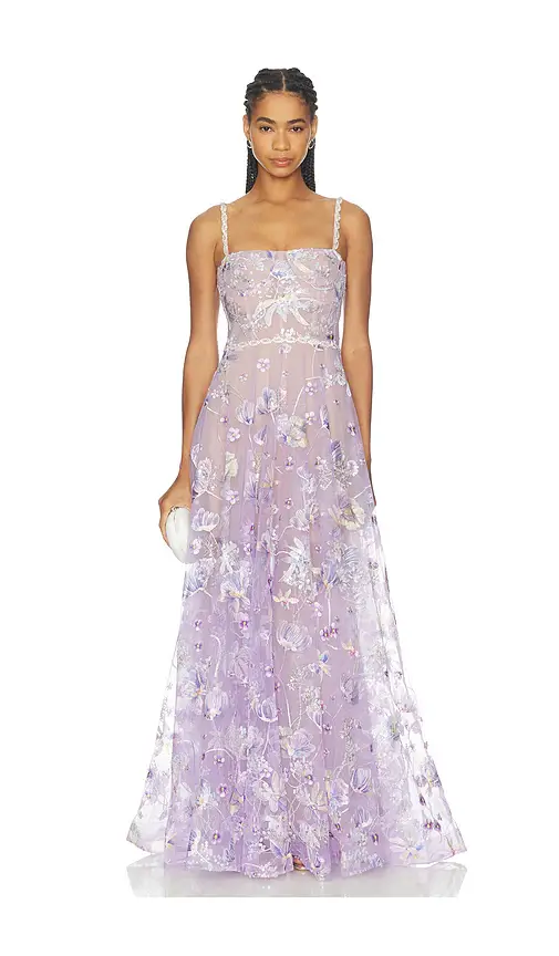 Bronx and Banco Midnight Embroidered Floral Gown | Image 1 Bronx and Banco Midnight Embroidered Floral Gown | Image 1