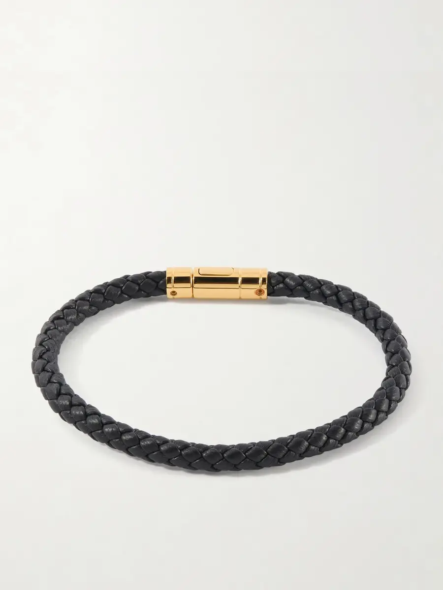 Tom Ford Gold-Tone and Woven Leather Bracelet - Men | Thumbnail 3 Tom Ford Gold-Tone and Woven Leather Bracelet - Men | Thumbnail 3