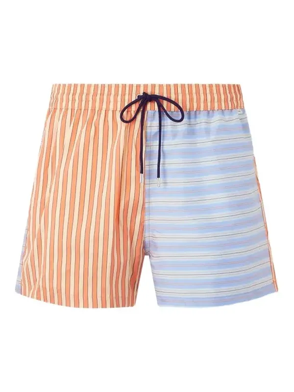 Straight-Leg Short-Length Striped Swim Shorts - Men Straight-Leg Short-Length Striped Swim Shorts - Men