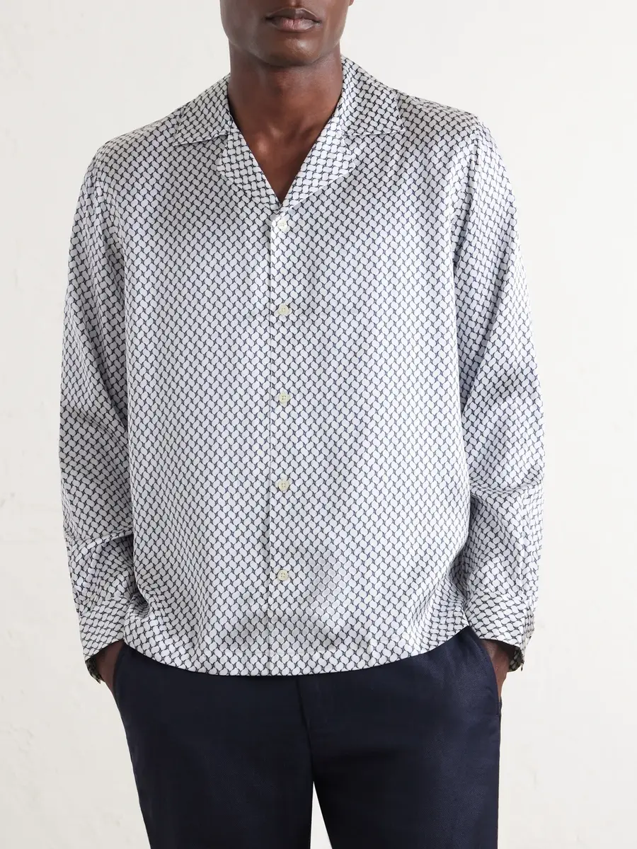 Frescobol Carioca Safra Camp-Collar Printed Silk-Satin Shirt - Men | Thumbnail 3 Frescobol Carioca Safra Camp-Collar Printed Silk-Satin Shirt - Men | Thumbnail 3