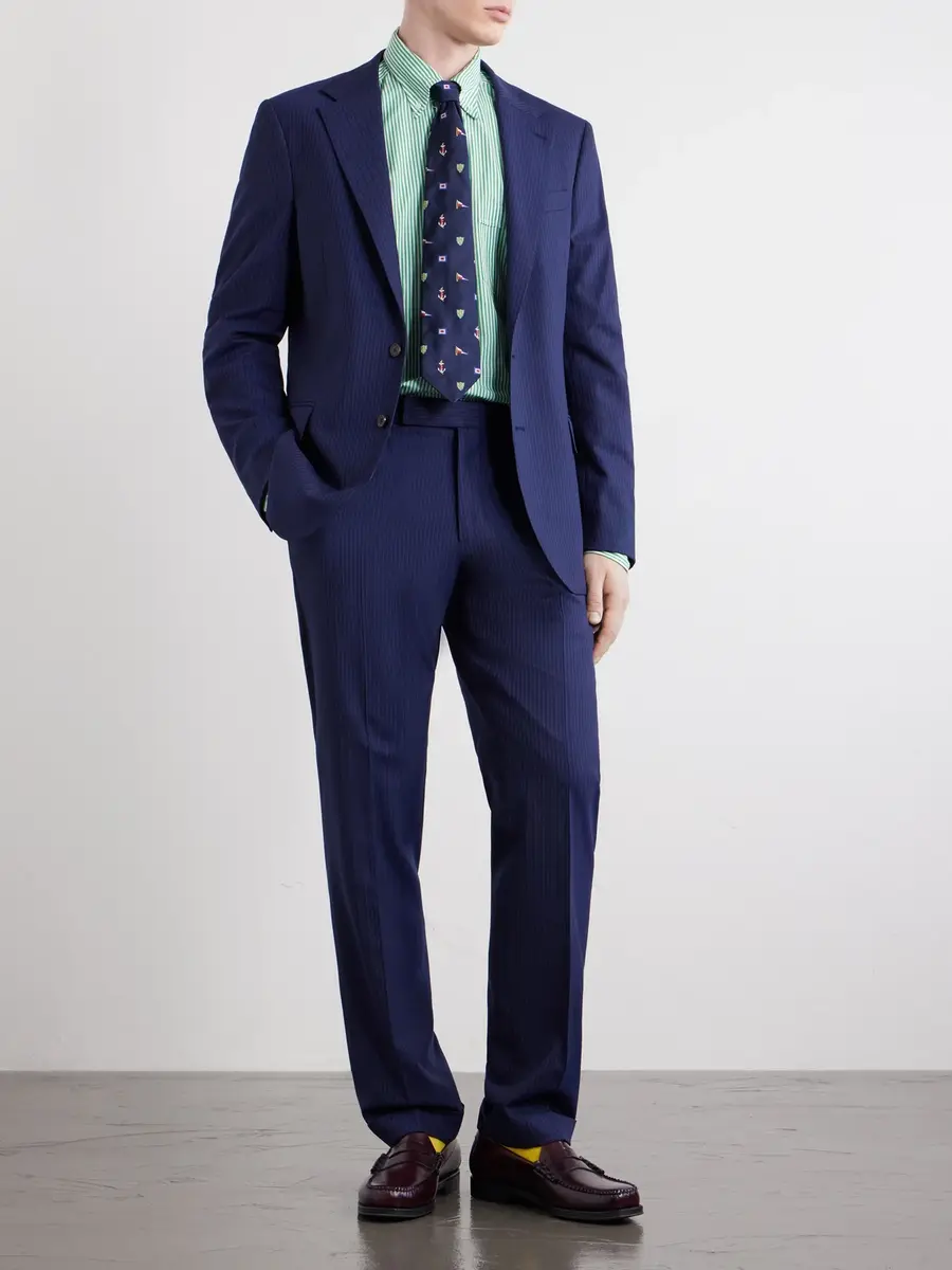 Polo Ralph Lauren Straight-Leg Pinstriped Wool-Blend Suit Trousers - Men | Thumbnail 2 Polo Ralph Lauren Straight-Leg Pinstriped Wool-Blend Suit Trousers - Men | Thumbnail 2
