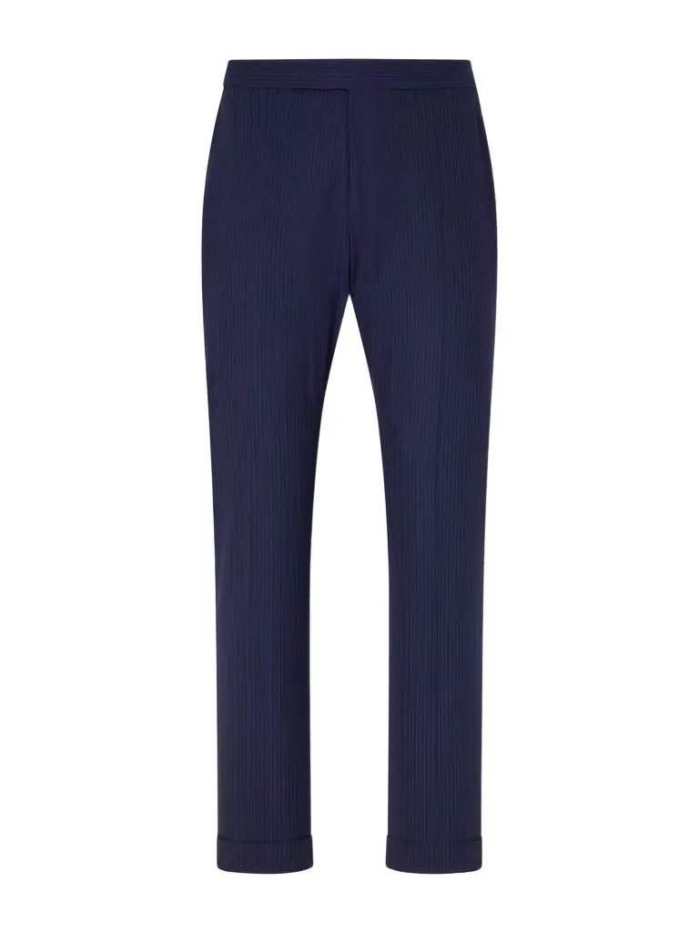Straight-Leg Pinstriped Wool-Blend Suit Trousers - Men Straight-Leg Pinstriped Wool-Blend Suit Trousers - Men