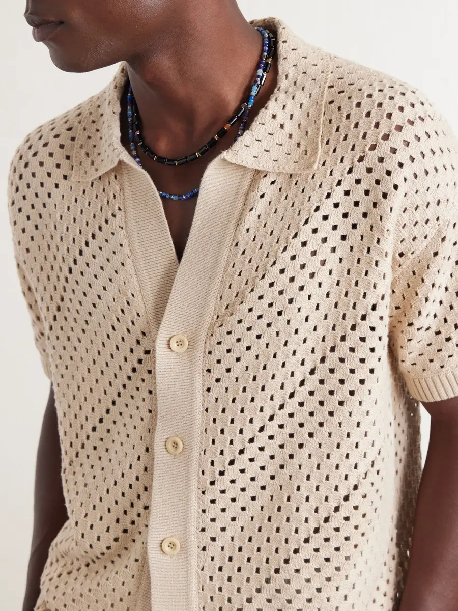 Frescobol Carioca Pinto Crocheted Cotton Shirt - Men | Thumbnail 5 Frescobol Carioca Pinto Crocheted Cotton Shirt - Men | Thumbnail 5