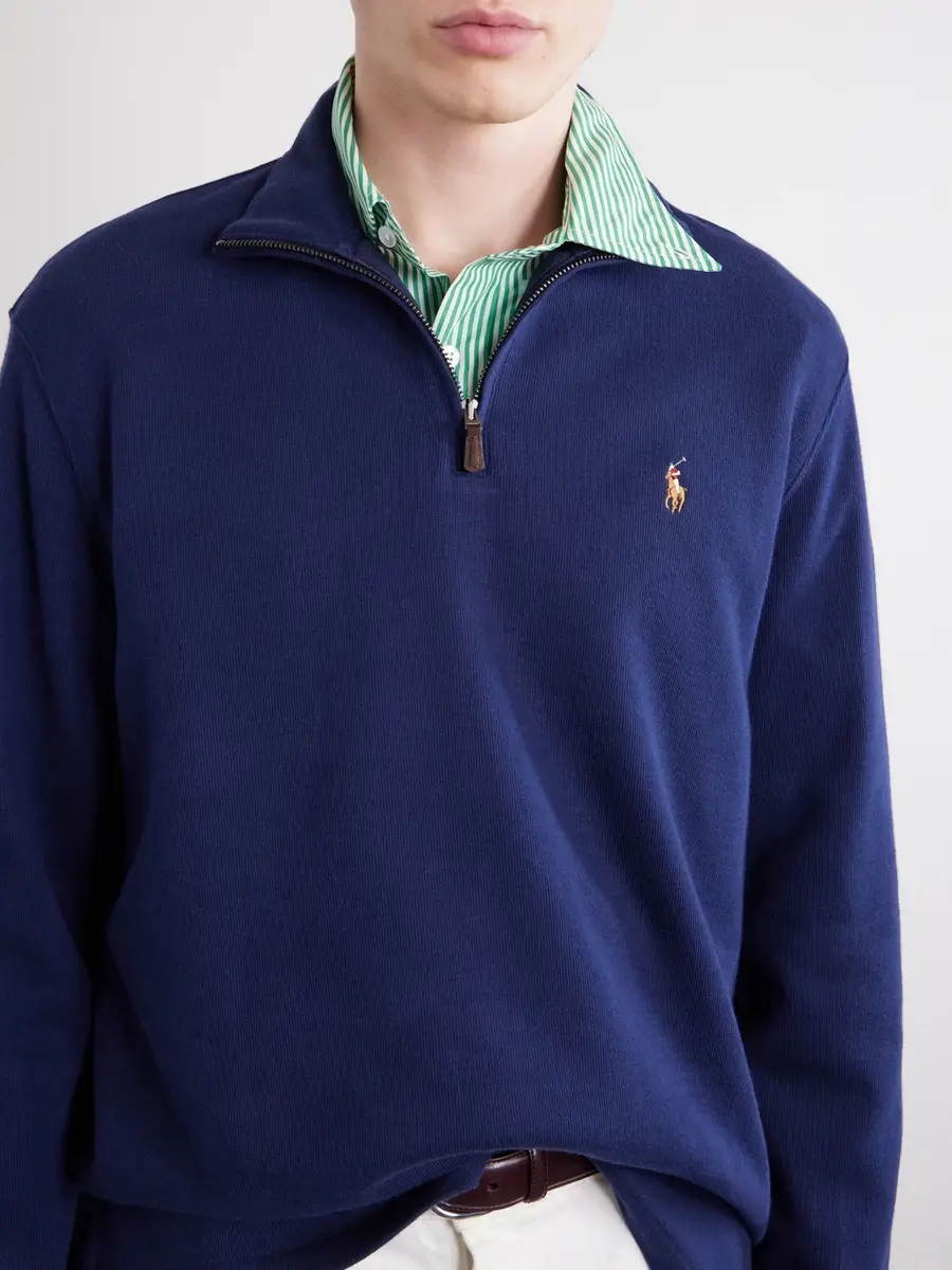 Polo Ralph Lauren Logo-Embroidered Cotton-Jersey Half-Zip Sweater - Men | Thumbnail 5 Polo Ralph Lauren Logo-Embroidered Cotton-Jersey Half-Zip Sweater - Men | Thumbnail 5