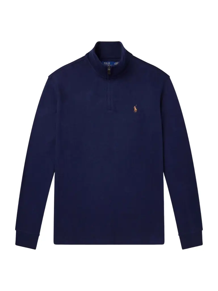 Polo Ralph Lauren Logo-Embroidered Cotton-Jersey Half-Zip Sweater - Men | Image 1 Polo Ralph Lauren Logo-Embroidered Cotton-Jersey Half-Zip Sweater - Men | Image 1