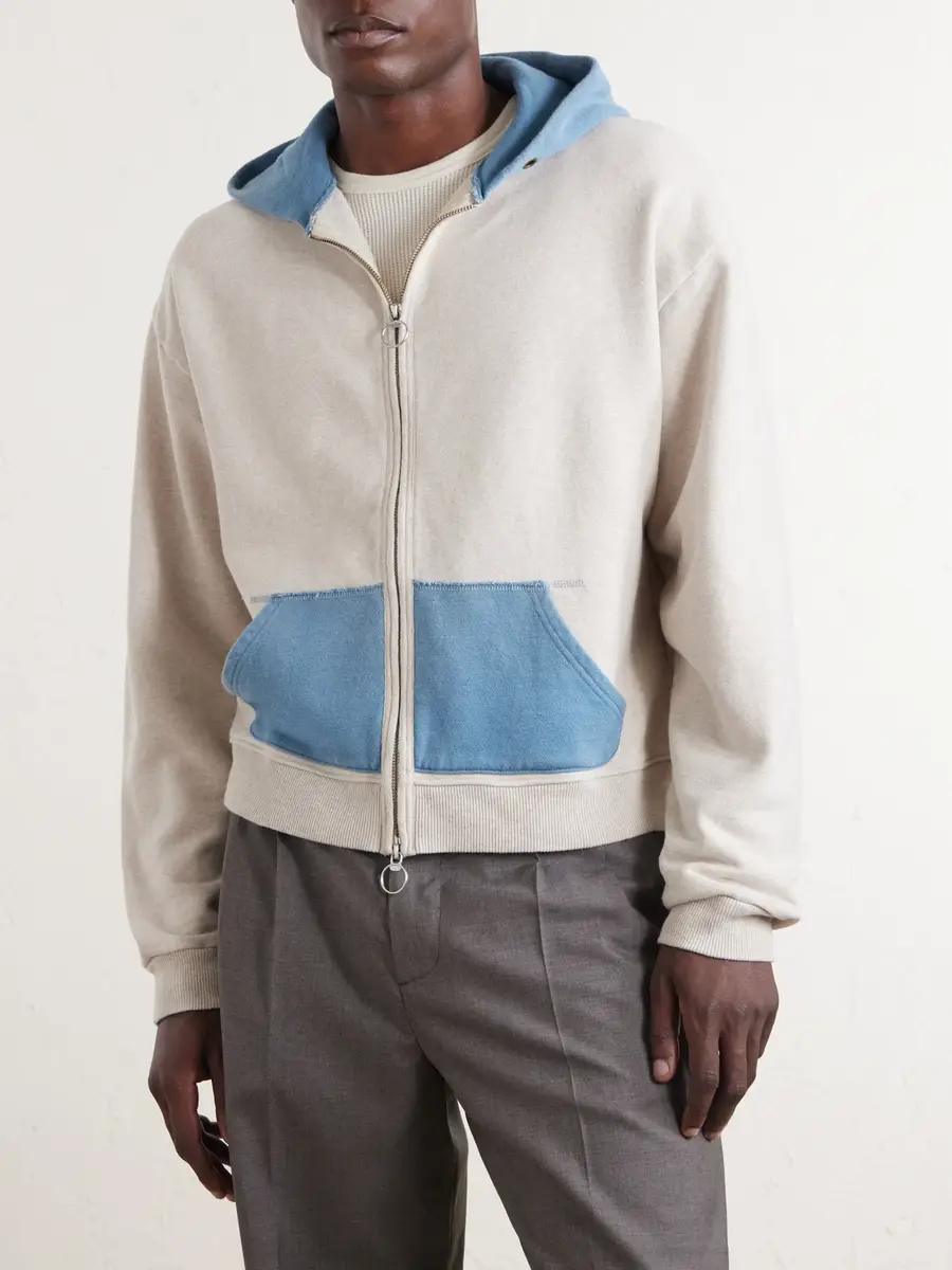 KAPITAL Colour-Block Cotton-Jersey Zip-Up Hoodie - Men | Thumbnail 3 KAPITAL Colour-Block Cotton-Jersey Zip-Up Hoodie - Men | Thumbnail 3