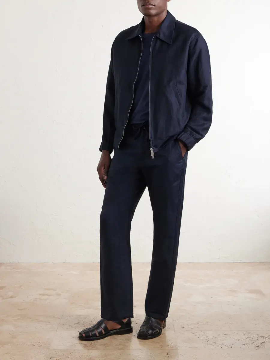 Frescobol Carioca Mendes Straight-Leg Linen and Cotton-Blend Twill Drawstring Trousers - Men | Thumbnail 2 Frescobol Carioca Mendes Straight-Leg Linen and Cotton-Blend Twill Drawstring Trousers - Men | Thumbnail 2