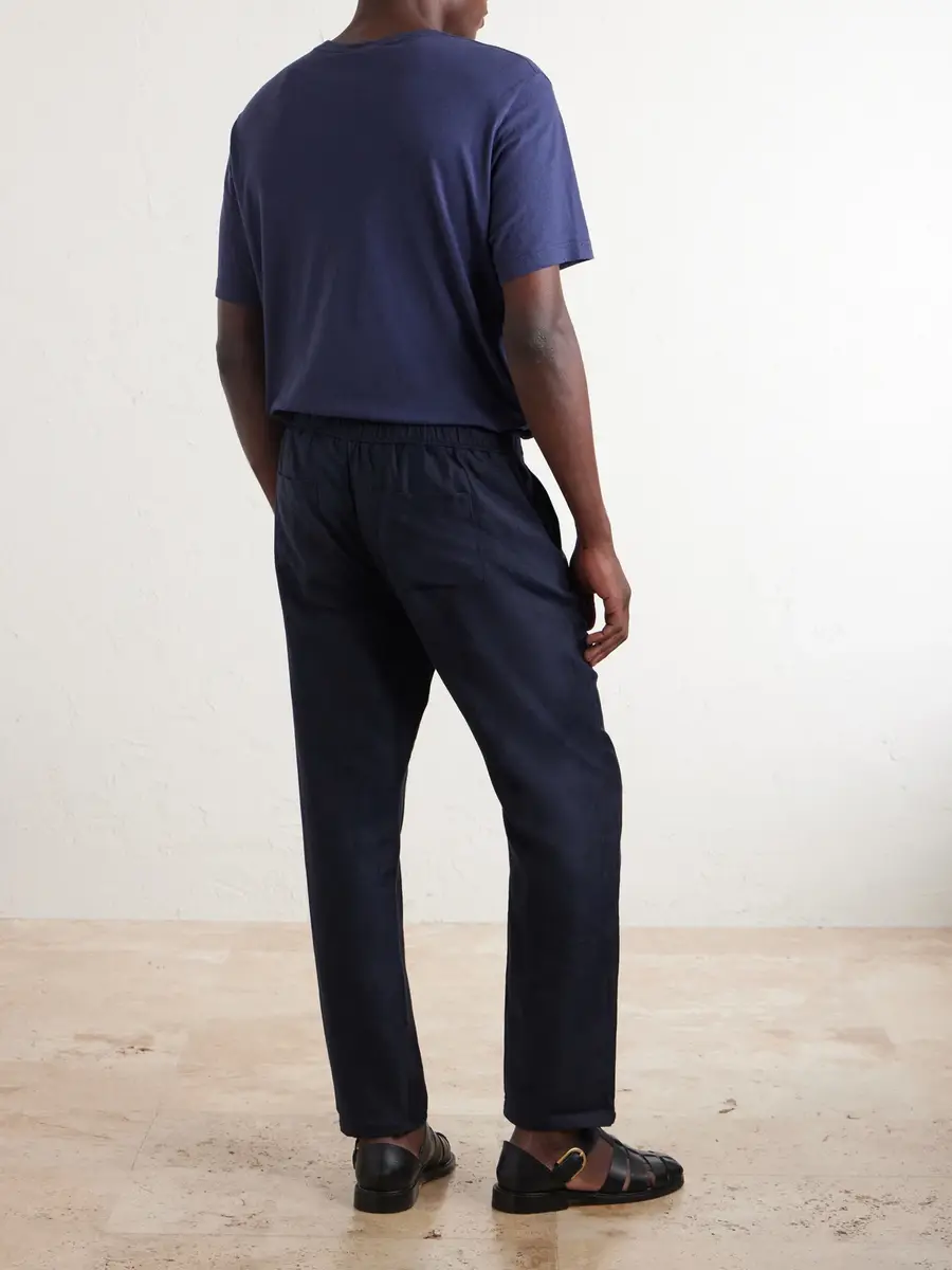 Frescobol Carioca Mendes Straight-Leg Linen and Cotton-Blend Twill Drawstring Trousers - Men | Thumbnail 4 Frescobol Carioca Mendes Straight-Leg Linen and Cotton-Blend Twill Drawstring Trousers - Men | Thumbnail 4