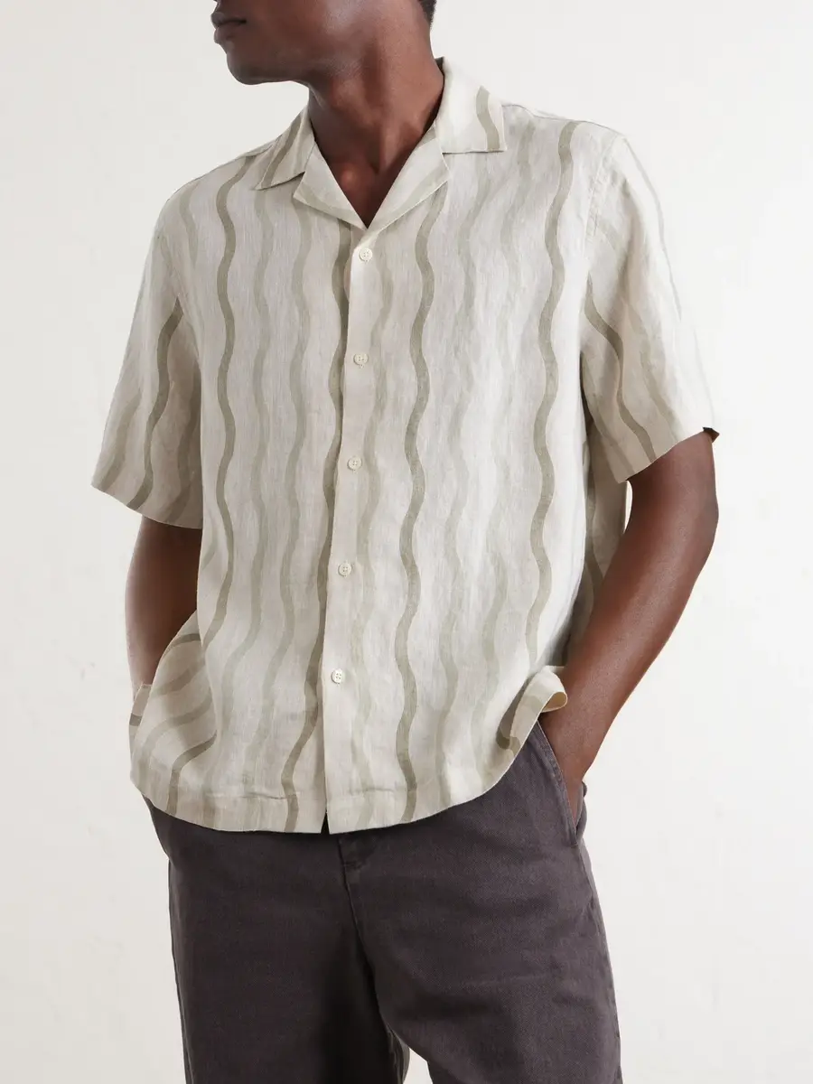 Frescobol Carioca Roberto Camp-Collar Striped Linen Shirt - Men | Thumbnail 3 Frescobol Carioca Roberto Camp-Collar Striped Linen Shirt - Men | Thumbnail 3