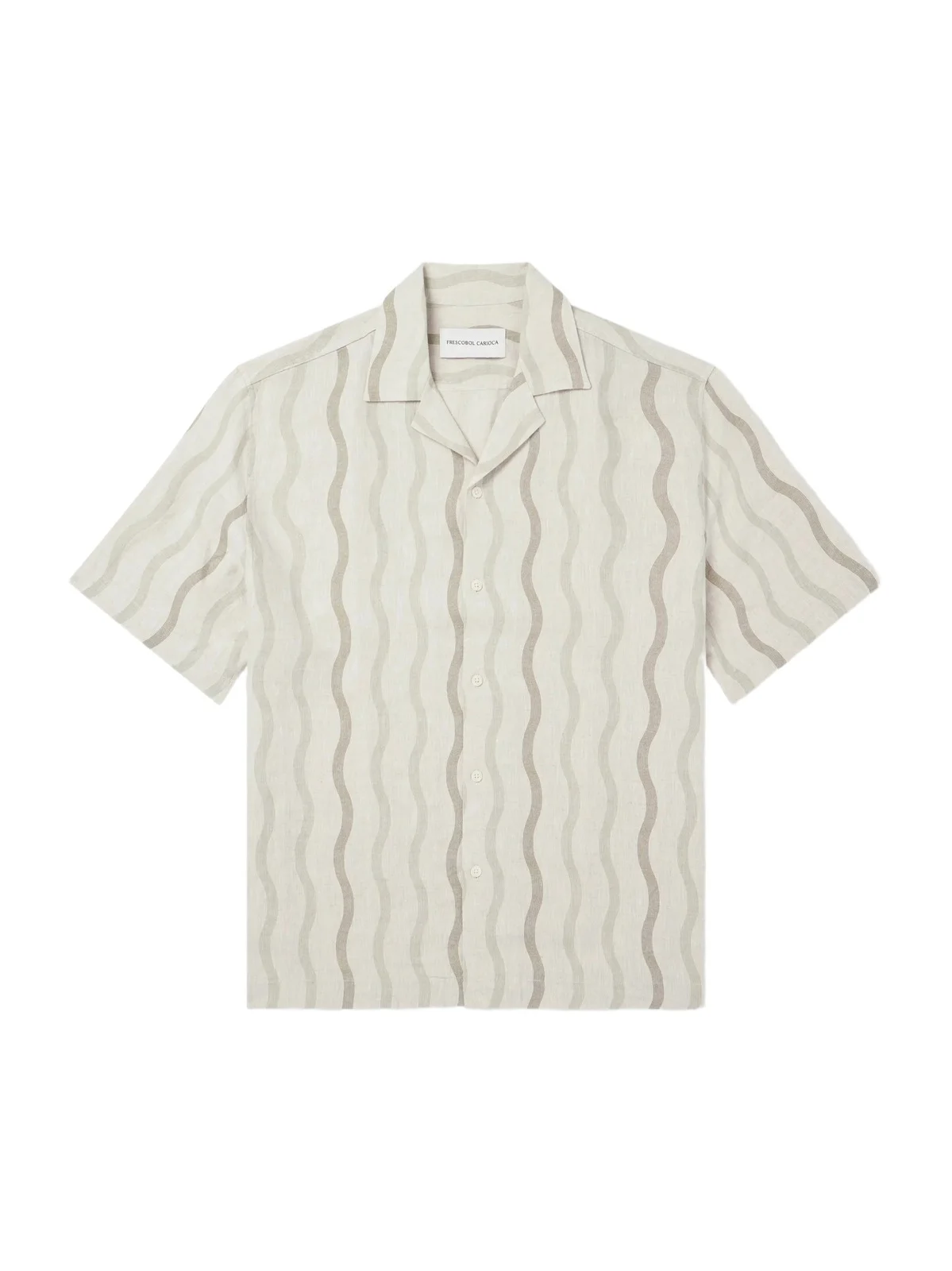Roberto Camp-Collar Striped Linen Shirt - Men Roberto Camp-Collar Striped Linen Shirt - Men