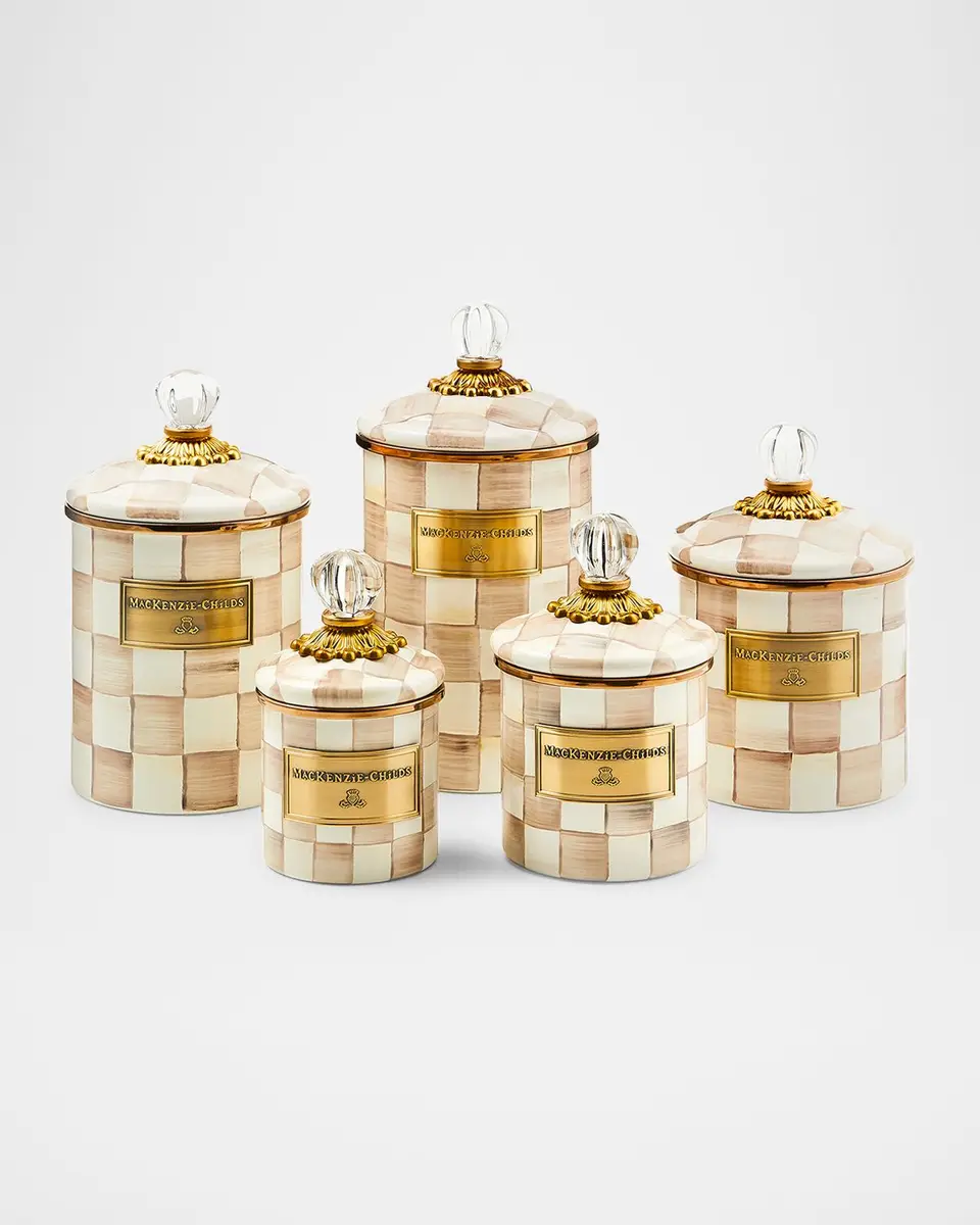 MacKenzie-Childs Mocha Check Medium Canister | Thumbnail 2