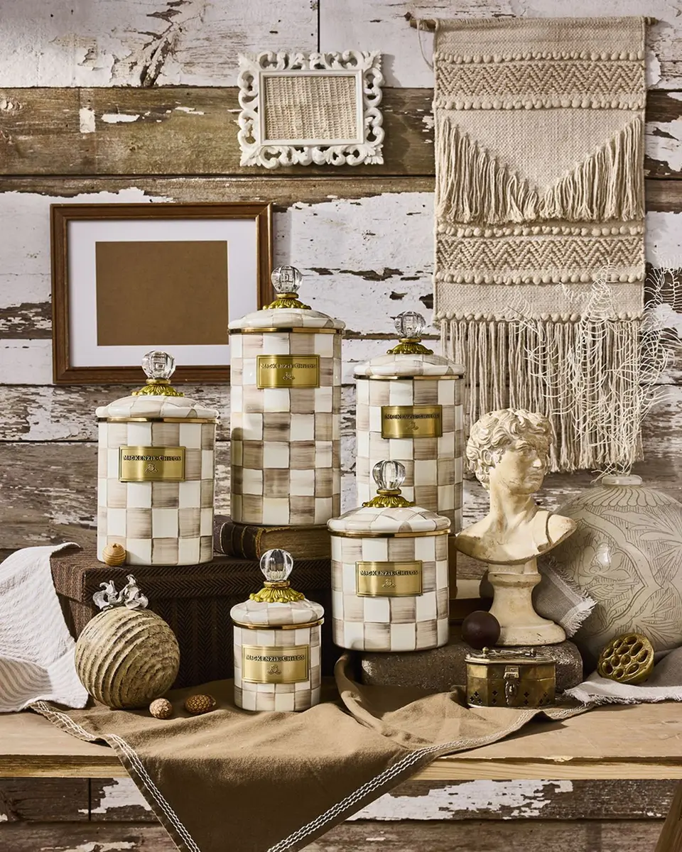 MacKenzie-Childs Mocha Check Medium Canister | Thumbnail 6