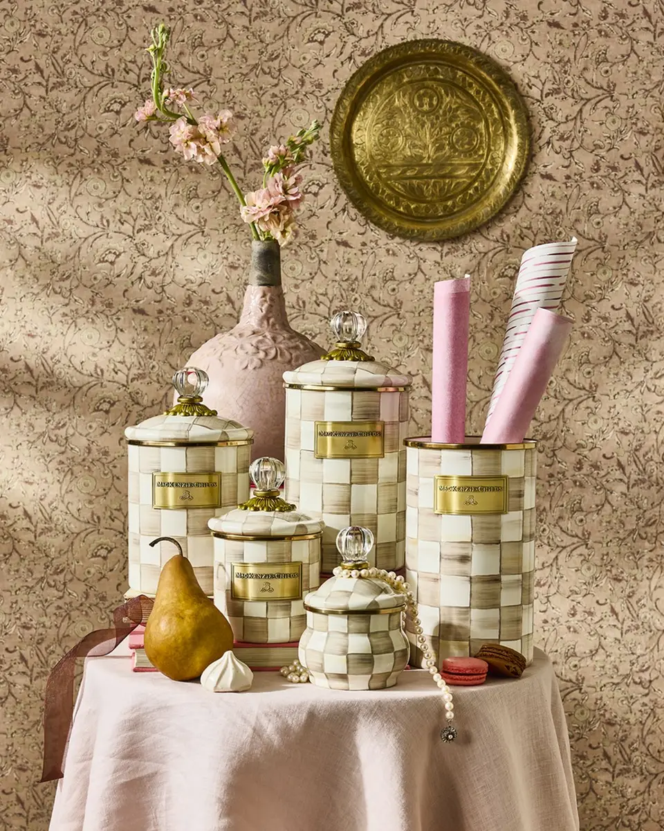 MacKenzie-Childs Mocha Check Medium Canister | Thumbnail 7