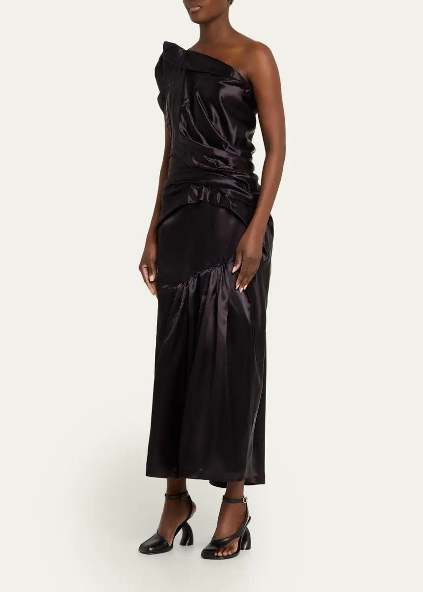 Dries Van Noten Damari One-Shoulder Pleated Dress | Thumbnail 4 Dries Van Noten Damari One-Shoulder Pleated Dress | Thumbnail 4